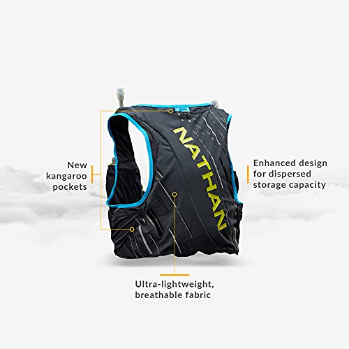 Nathan Pinnacle 4L Hydration Pack/Running Vest - 4L Capacity with Twin 20 oz Soft Flasks Bottles. Hydration Backpack for Running Hiking. Men/Women/Unisex (Men's (Unisex) - Black/Lime, XL)