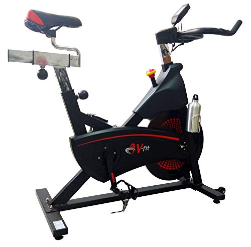 V-fit S2020 Indoor Cycling Exercise Bike, Direct Belt Driven 20kg Flywheel, Magnetic Resistance, 3-Piece Crank, 6-Function Monitor, Heart Rate Sensors, Adjustable Seat