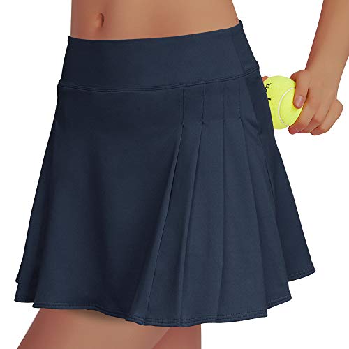 Rainbow Tree Women's Golf Skirt Tennis Skort Pleated with Side Inner Pockets Indoor Exercise,Runs Large - blue - Small