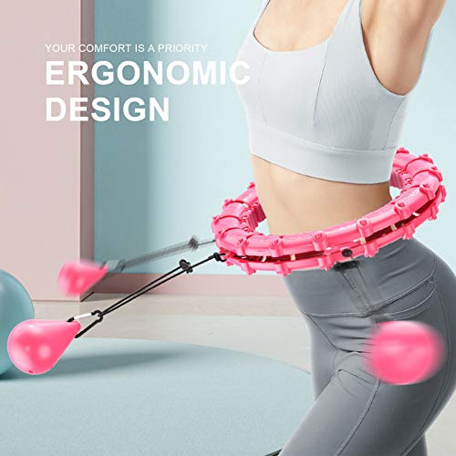 Weighted Hula Hoop for adults weight loss 2 in 1 Abdomen Fitness Massage 24 Detachable Knots Adjustable Weight Auto-Spinning Ball