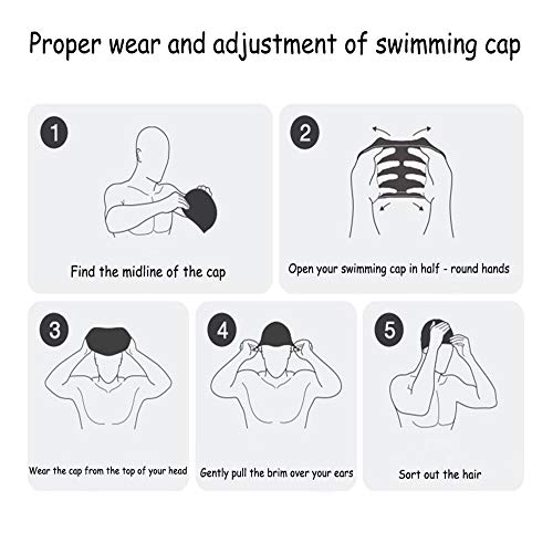 Traling Swimming Cap, Silicone Swim Hat for Men and Women Ladies Long Hair, Anti-Tear with Ergonomic Anti-Slip Bathing Cap, Keep Hair Dry (Black)