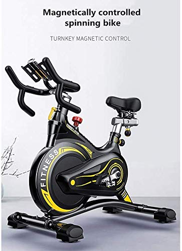 MQIQI Indoor Exercise Bike, Cycling Spin Bike Cardio Workout W/Belt Driven Flywheel Cycling Adjustable Handlebars Seat Resistance