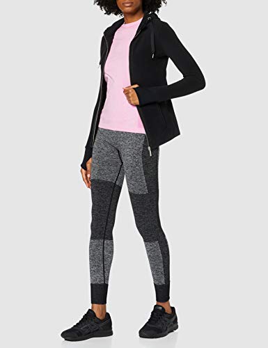 Amazon Brand - AURIQUE Women's Seamless Colour Block Sports Leggings, Black, 12, Label:M