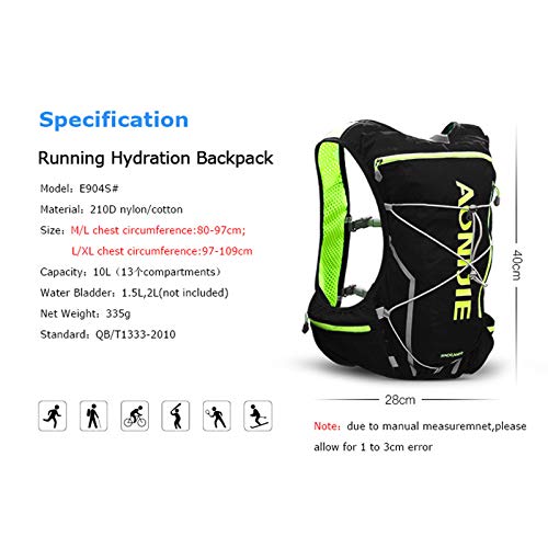 AONIJIE 10L Waterproof Running Hydration Backpack Lightweight Outdoor Sports Bag Hydration Pack Vest Backpack Rucksack for Marathon, Cycling, Riding, Running, Hiking