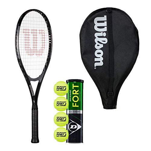 Wilson Pro Staff GX Excel 112 Adults Tennis Racket With Head Cover and 4 Dunlop Fort All Court Tennis Balls