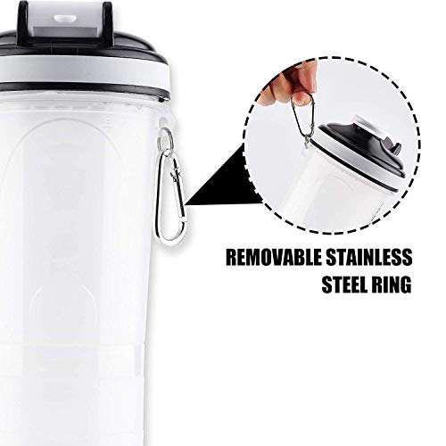 Protein Shakers bottles 600ml BPA Free Strong Durable Workout Gym Water Nutrition Shaker Bottle with Storage (600ml White)