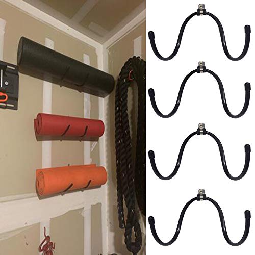 AUXPhome Wall-Mounted Yoga Mat Foam Roller and Towel Rack Holder- Yoga and Barre Mats Storage Rack Wall Holder Storage Shelf Exercise Mat Rack Hanging for Your Fitness Class or Home Gym, （4 Pack）