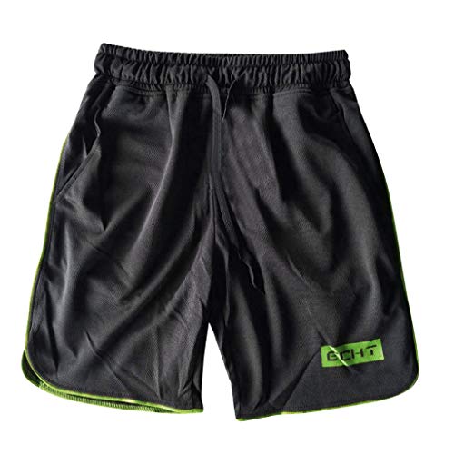 SSMENG Men's Shorts Summer Quick Drying Running Shorts Sweat Shorts with Pocket for Sports Fitness Outdoor Sports Shorts - Green - Large