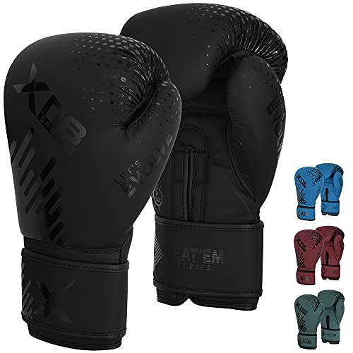 XN8 Boxing Gloves for Training Punch bag - MMA - Muay Thai - Fighting - Kickboxing - Sparring - Punching Mitts (Black, 10oz) - Gym Store