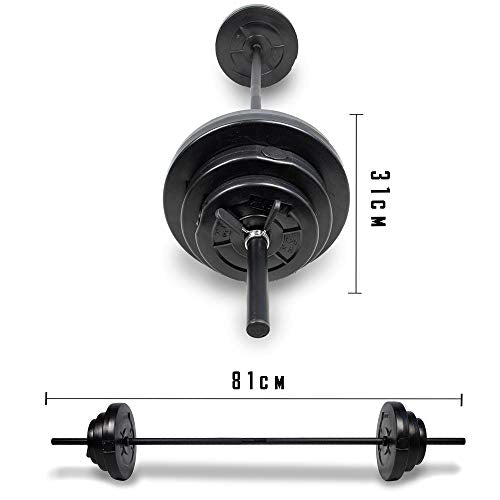 Phoenix Fitness 20kg Barbell Weight Set for Home Gym Fitness and Strength Training - Vinyl Adjustable Barbell Knurled Bar