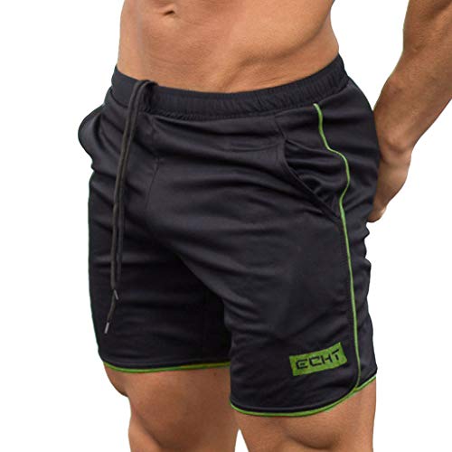 SSMENG Men's Shorts Summer Quick Drying Running Shorts Sweat Shorts with Pocket for Sports Fitness Outdoor Sports Shorts - Green - Large - Gym Store | Gym Equipment | Home Gym Equipment | Gym Clothing
