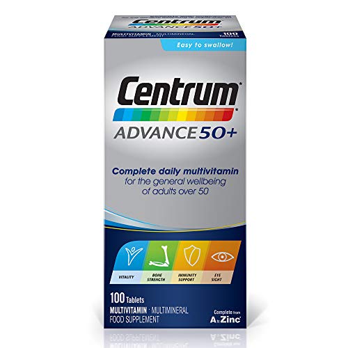 Centrum Advance 50+ Multivitamin & Mineral Tablets, 24 Essential Nutrients Including Vitamin D, Complete Multivitamin Tablets, 100 Tablets