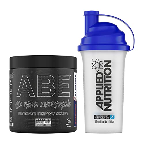 Applied Nutrition Bundle ABE Pre Workout 315g + 700ml Protein Shaker | All Black Everything Pre Workout Powder, Energy & Physical Performance with Creatine, Beta Alanine (Energy Flavour)
