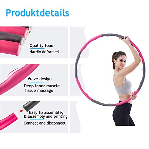 Fitness weighted hula hoop, adult and child hula hoop foldable and adjustable width (28.3-37.4 inches), through fun exercises, abdominal training equipment quickly lose weight and burn fat.