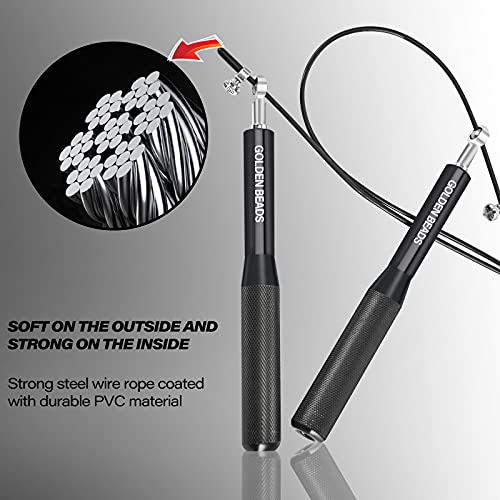 Skipping Rope for Adults, Speed Rope Men & Women, Fitness Jump Rope with Premium Ball Bearings, Adjustable Length, Non Slip Handles, Perfect for Fat Burning, Indoors Outdoors, Boxing, Cardio