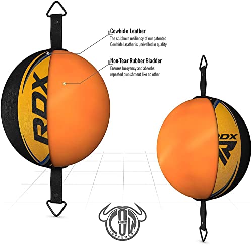 RDX Double End Speed Ball Leather Boxing Speed Bag MMA Dodge Ball Punching Training Floor to Ceiling Rope Workout