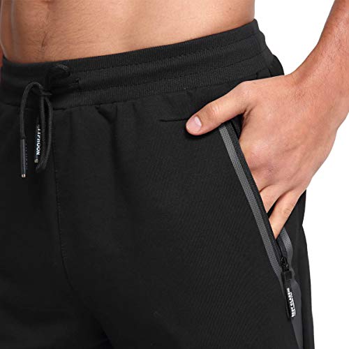JustSun Tracksuit Bottoms for Men Joggers Slim Fit Jogging Bottoms Gym Bottoms Sweatpants with Zip Pockets Black Small - Gym Store | Gym Equipment | Home Gym Equipment | Gym Clothing