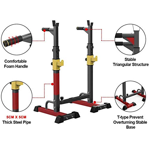 Barbell Rack Heavy steel Squat Stand Adjustable Multifunctional Rack Dipping Station Dip Stand Bench Press Rack Home Gym Fitness Strength Training Bench Press Rack,250kg Max Load