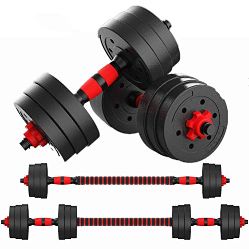 CLISPEED Adjustable Dumbbells Set Workout Anti-Slip Barbell Fitness Dumbbell Weights with Connecting Rod (Total 20KG)