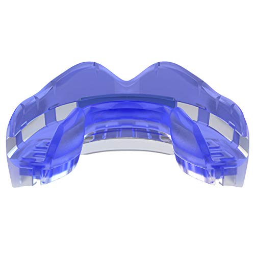 SAFEJAWZ Mouthguard for Braces, One Size Re-mouldable Gum Shield with Case for Boxing, MMA, Rugby, Martial Arts, Judo, Karate, Hockey and all Contact Sports (Ice Blue Gum Shield)