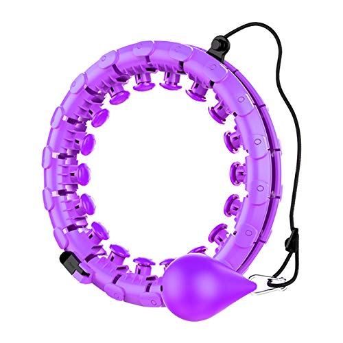 Fitness Hula Hoops Smart Weighted Hoop for Adults waist trainer 24 Knots 360 Degrees 2 in 1 Exercise Equipment for Fitness Weight Loss Yoga women Purple