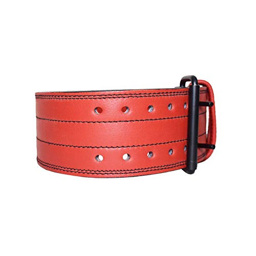 AAYLANS Cow MILD Leather 10MM Powerlifting Belt for Men & Women Lower Back Support for Weightlifting (RED, Medium)