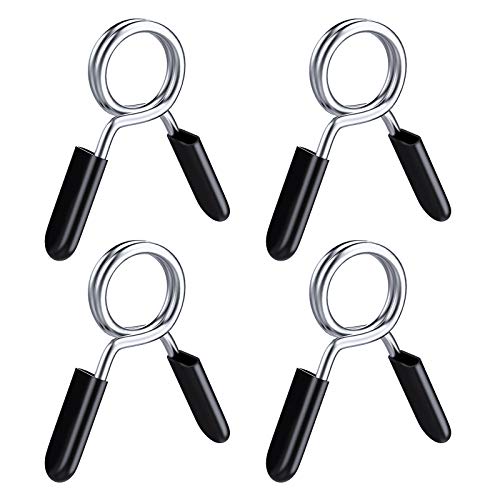 Rhino Valley Dumbbell Barbell Spring Lock Collars, [4 Pcs] 28mm for Smooth Bar Barbell Weight and Plates, Exercise Collars Barbell Clip Clamps for Weightlifting, Strength Training, Gym Fitness, Black