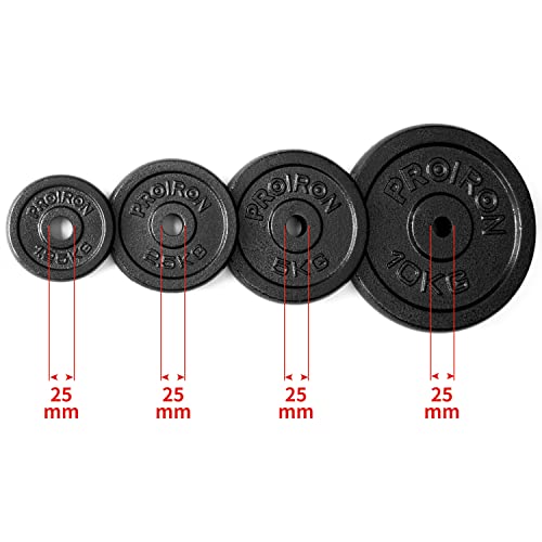 PROIRON Gym Quality Fitness Exercise Solid Cast Iron Weight Plate Discs 2 x 10KG