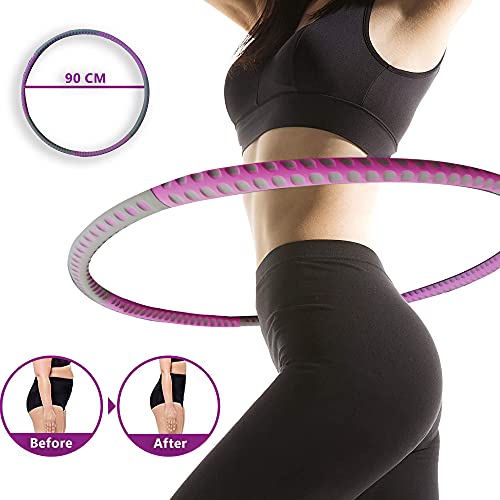 FitTown NEW Stainless Steel Hula Hoop - Weighted Hula hoops for Adults | Women | Men - 6 Pieces Adjustable|Detachable Weights for Weight Loss,Removable Weights - Fitness Hula Hoops for Sports&Exercise