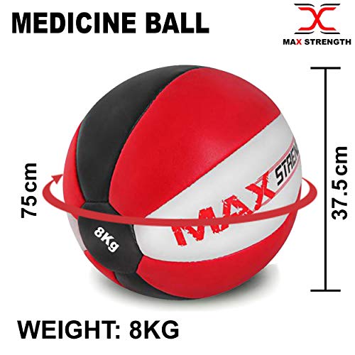 MAXSTRENGTH Heavy Duty Maya Leather Medicine Ball Fitness Gym Weight Training Exercise 8kg/10kg/12kg/15kg (12)