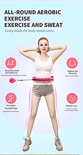 Fitness hula hoops,Weighted Hula Hoops Adults Weighted Exercise Hoop Smart Hula Hoop 2 In 1 Abdomen Fitness Weight Loss Massage Non-Fall Hula Hoops 24 Detachable Knots Adjustable Weight Auto-Spinning