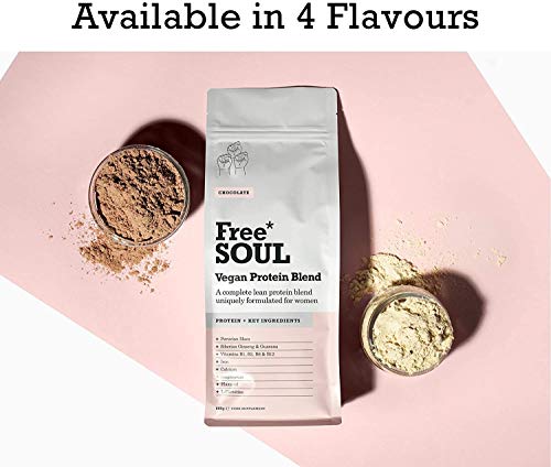 Free Soul Vegan Protein Powder | Formulated for Women | 600g | 20g Protein | Added Nutrients | Gluten & Soy Free Plant Based Nutrition Protein Shake | Pea and Hemp Isolate Protein (Chocolate) - Gym Store