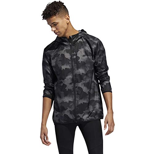 adidas Men's Own the Run Camouflage Running Jacket, Grey/Grey/Black, Large