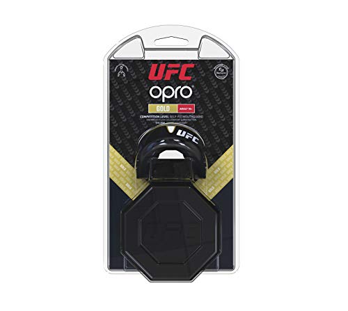 Opro Gold UFC Adult Mouthguard for MMA, Boxing, BJJ, and Other Combat Sports - 18 Month Dental Warranty (Black)
