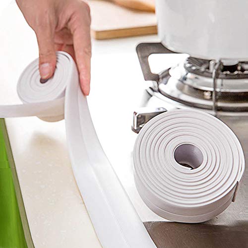 Anjing 2 Pcs Caulk Strip Sealant Tape PVC Skirting Strip White Tape For Kitchen and Bathroom Bath Sealant Strip 3.2mx3.8cm