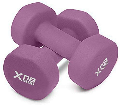 Xn8 Neoprene Dumbbells Hand Weights Dumbells For Home-Gym-Exercise-Fitness-Training-Weight Lifting-Body Building-Muscle Toning-Pilates - Purp(4 * 2=8kg)