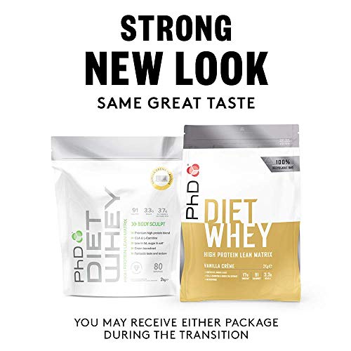 PhD Nutrition Diet Whey High Protein Lean Matrix, Vanilla Crème Diet Whey Protein Powder, High Protein, 80 Servings Per 2 kg Bag