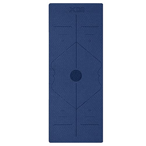 XN8 6mm (TPE) Exercise Yoga Mat Non-Slip X-large with Carry Straps for Pilates-Aerobic Gymnastics fitness Camping Gym Blue