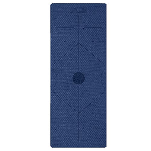 XN8 6mm (TPE) Exercise Yoga Mat Non-Slip X-large with Carry Straps for Pilates-Aerobic Gymnastics fitness Camping Gym Blue