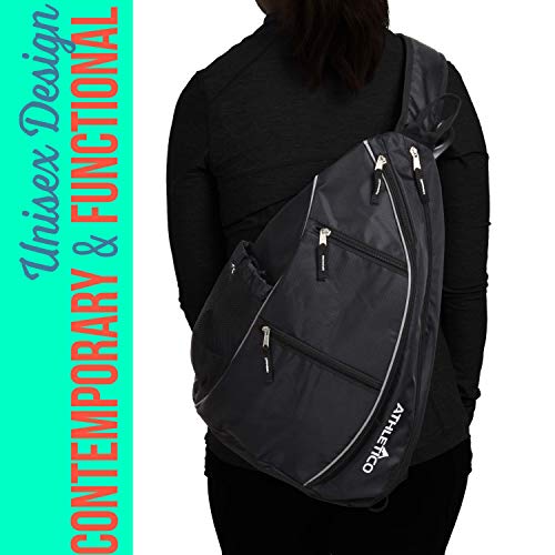 Athletico Sling Bag - Crossbody Backpack for Pickleball, Tennis, Racketball, and Travel for Men and Women (Black)