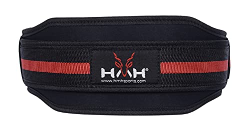HMH Sports Weight Lifting Belt Pro Quality Padded Double Belt with Neoprene 5.5” Lumbar Back Support Gym Belt Fitness, Training & Bodybuilding Workout Exercise Stainless Steel Hook for Powerlifting(L)