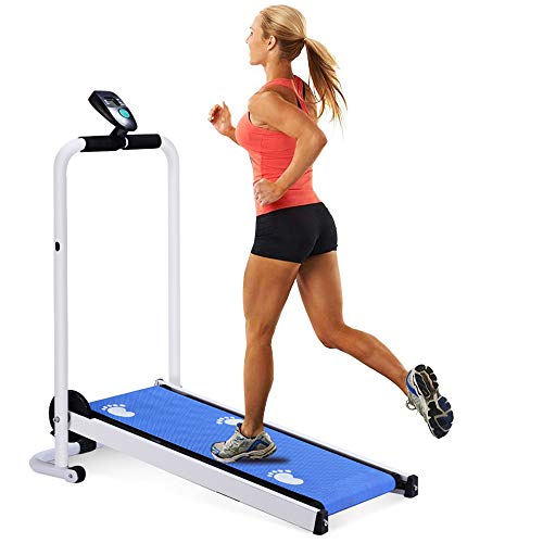 enheng Compact Folding Manual Treadmill for Home Portable Running Machine with Dashboard Mini Walking Machine Treadmill for Fitness Exercise