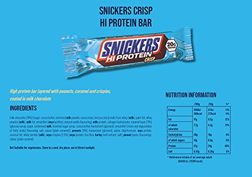 MARS Snickers Hi-Protein Bars Chocolate Crisp 12x55g