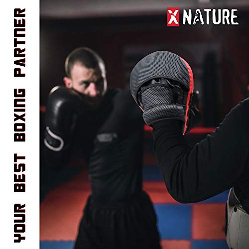 Xnature Boxing Equipment Punching Gloves Thai Pads Boxing Training Mitts Kickboxing Pad Punch Pad Boxing Mitts Punching Pad (Punching Mitts A pair Red)