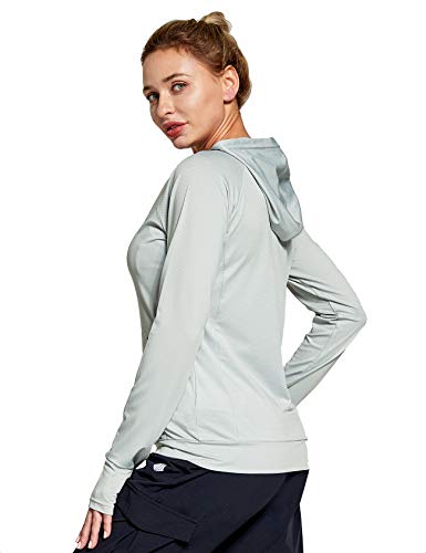 FitsT4 Women's Long Sleeve Running Jacket Sports Shirts hooded Yoga Fitness Top UPF 50+ Sun Protection Full Zip UP Pullover,grey,XXL