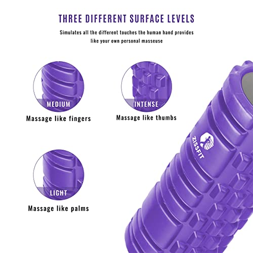 Foam Roller with Massage Balls, Back Roller for Back Pain, Muscles, and Deep Tissue Exercise, High Density EVA Material Massage Roller for Physio-Therapy, Body Fitness and Myofascial Release (Purple)