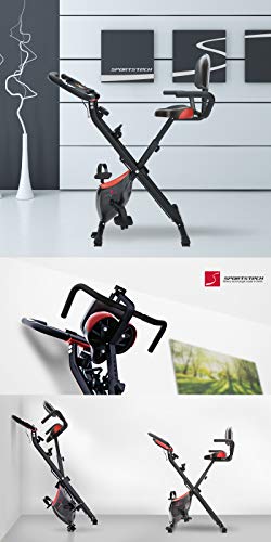 Sportstech Fitness Exercise Bike with LCD Console & Pull Strap System | German Quality Brand | Exercise Bike with Comfort Seat & Hand Pulse Sensors | Foldable Bike for Home | X100-B Foldable