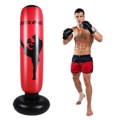 170cm Inflatable Free-Standing Boxing Punch Bag Fitness Punching Bag Stress Relief Sandbags Target Tower Bag Boxing Training Bag for Kids Adult Children