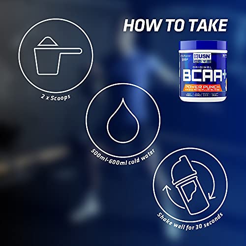 USN BCAA Power Punch watermelon 400g Refreshing BCAA Powder, Intra Workout Drink with Vitamin B6 and Amino Acids