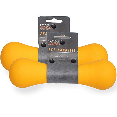 Phoenix Fitness RY928-2 Neoprene Dumbbell Weight for Home and Gym Fitness Exercise Workout Training for Arms and Hands, Pair, 2KG, Orange